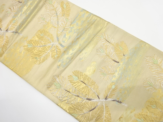 JAPANESE KIMONO / ANTIQUE FUKURO OBI / SILK / WOVEN YOUNG PINE